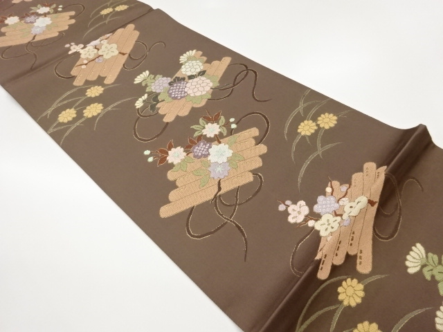 JAPANESE FUKURO OBI / WOVEN FLORAL RAFT